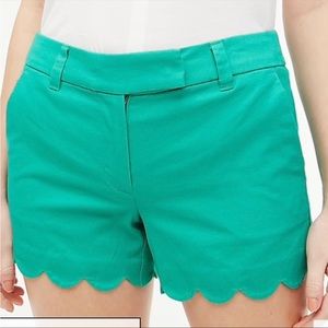 J.Crew Kelly Green Scalloped Shorts NWOT